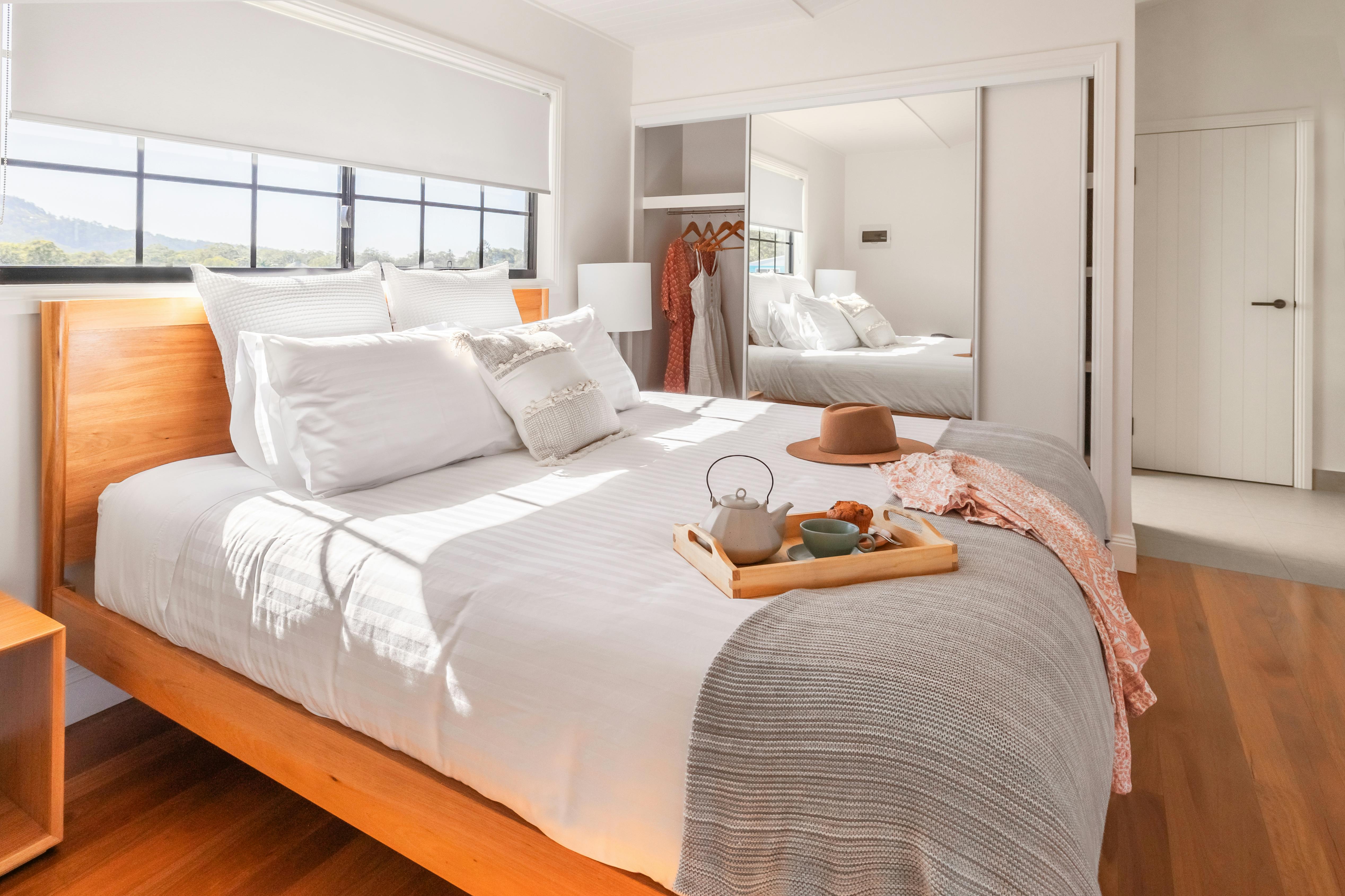 Breakfast in bed romantic getaway Sunshine Coast