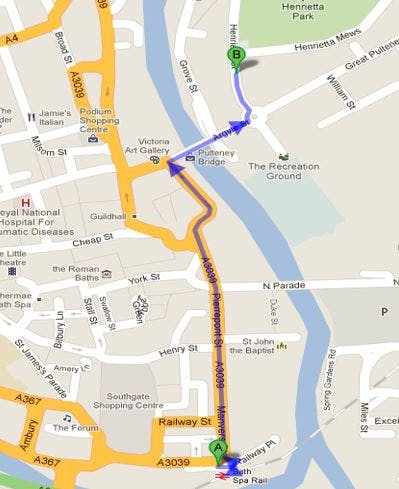 Train station to The Kennard direction map
