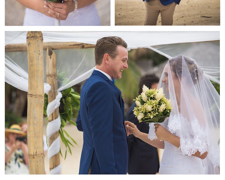 Sunset Beach Wedding Ceremony #erakorbeachweddings #weddingceremonyonthebeach #tropicalbridalbouquet