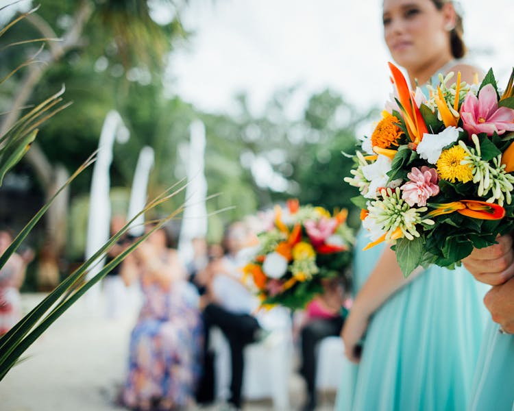Bridesmaid posy erakor island resort wedding flowers #erakorislandresort #tropicalbridalbouquet