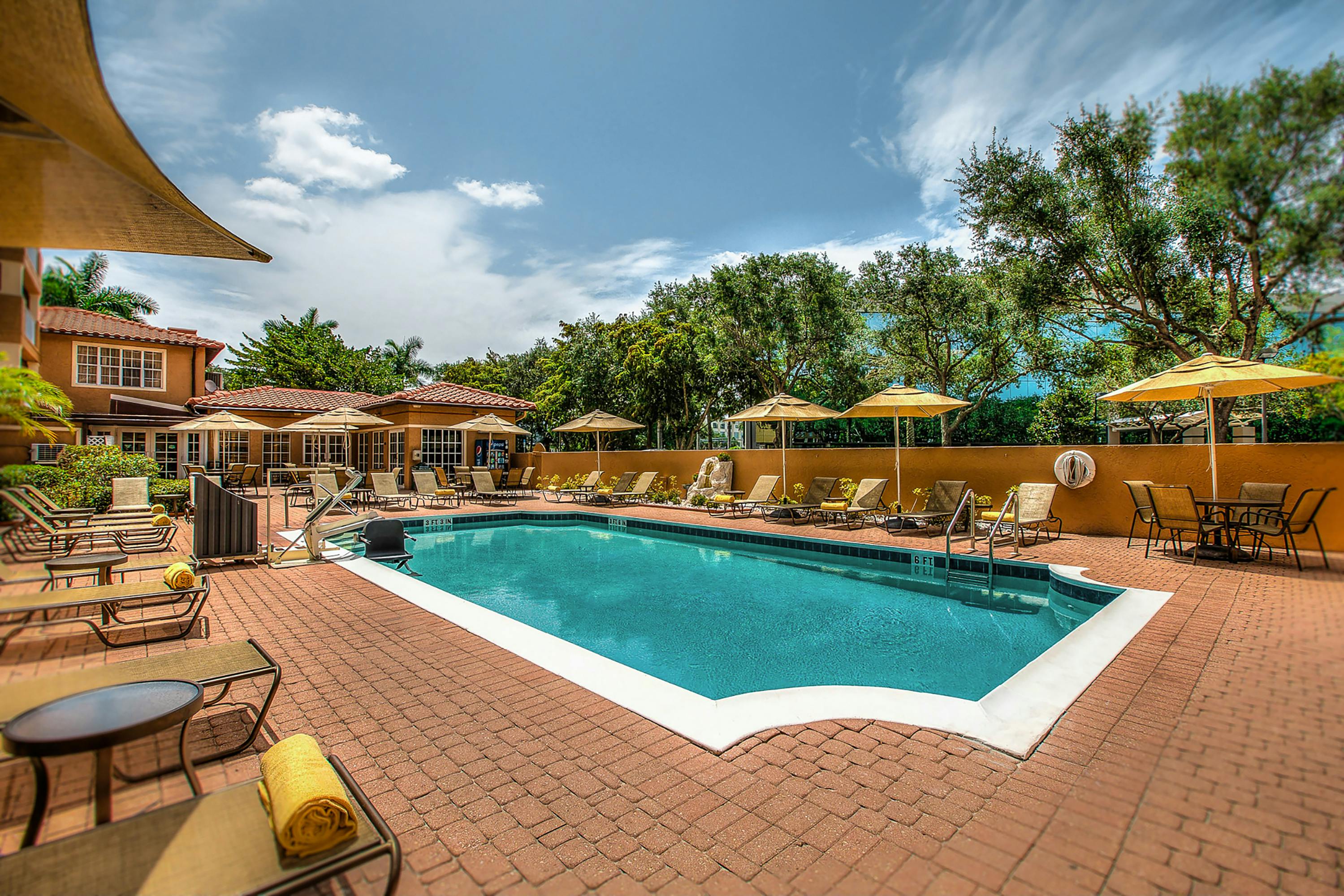 Outdoor heated pool and patio area
