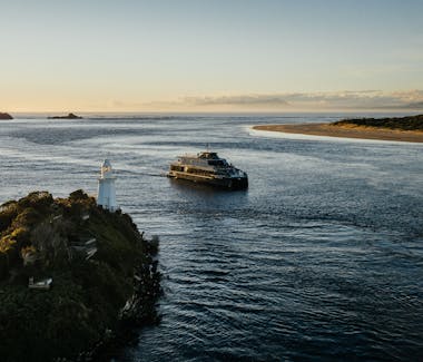 Spirit of the Wild entering Hells Gates, entrance to Macquarie Harbour