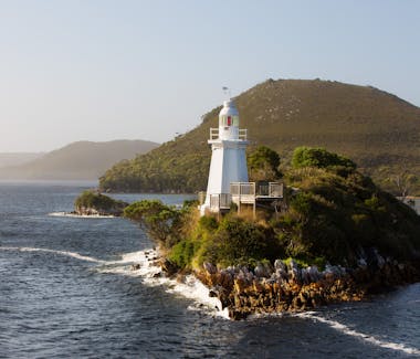 Bonnet Island in the entrance of Macquarie Harbour