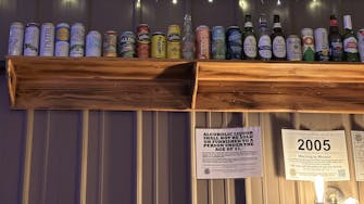 Full selection of available beer and seltzers on display.