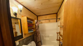 Lodging Room 3 with spacious layout, multiple beds, full kitchen and bathroom at Best Bear Resort in Irons