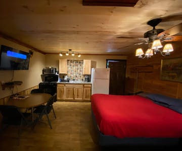 Room 3 Kitchen at Best Bear Lodge & Campground. Irons, Michigan