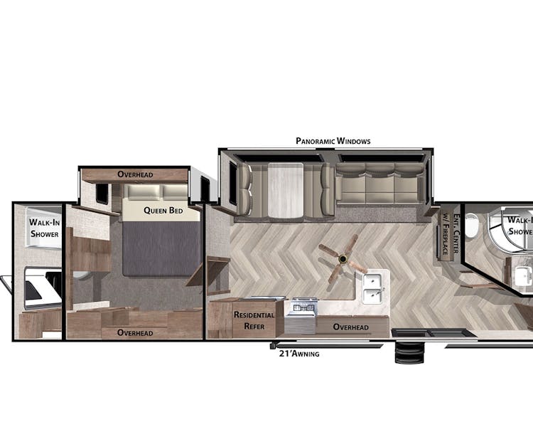 The Grand Tour Destination RV Cabin Rental two Bedroom and two Bathrooms at Best Bear Lodge & Campground