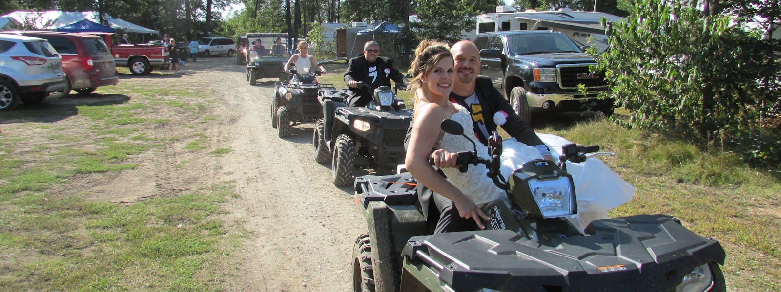 Woods Wedding ATV parade at Best Bear Lodge & Campground Irons, Michigan