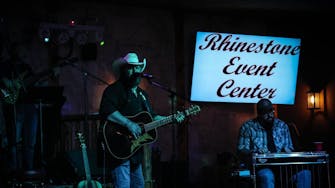 alt="Ray Scott and The Trophy Husbands Band live performance at Rhinestone Event Center Best Bear Lodge in Irons Michigan"