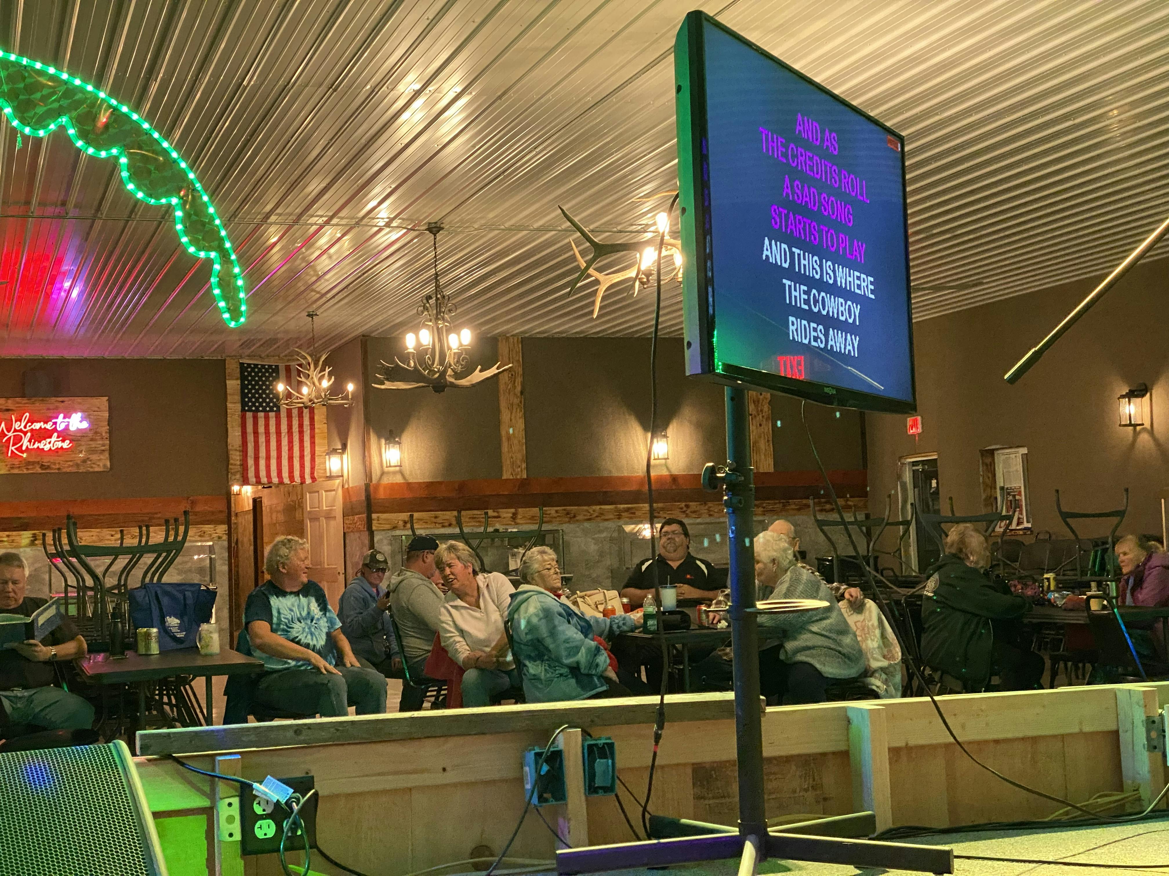 A night of Karaoke in the Rhinestone Event Center at Best Bear Lodge & Campground.