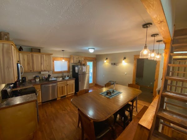 Lincoln Hills Cabin Kitchen at Best Bear Lodge & Campground. Irons, Michigan