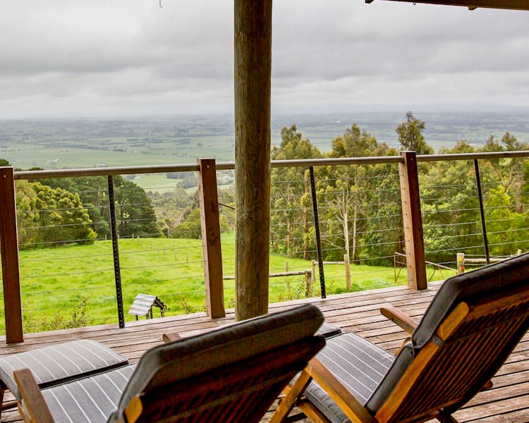 Sit back and relax on the deck at Tandara Cottage, Anderley in Gippsland