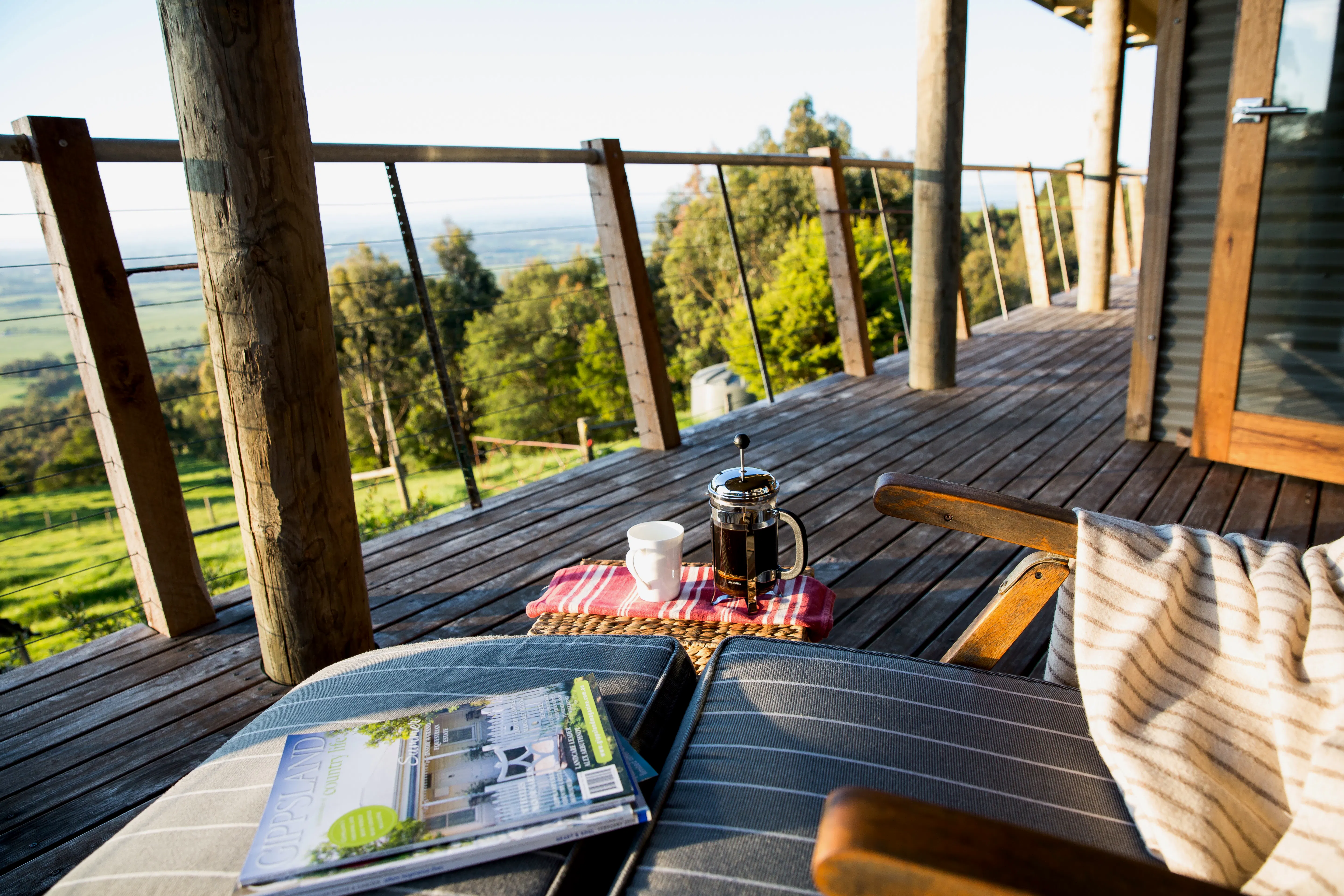 The wide deck of Tandara at Anderley is perfect to relax and recharge