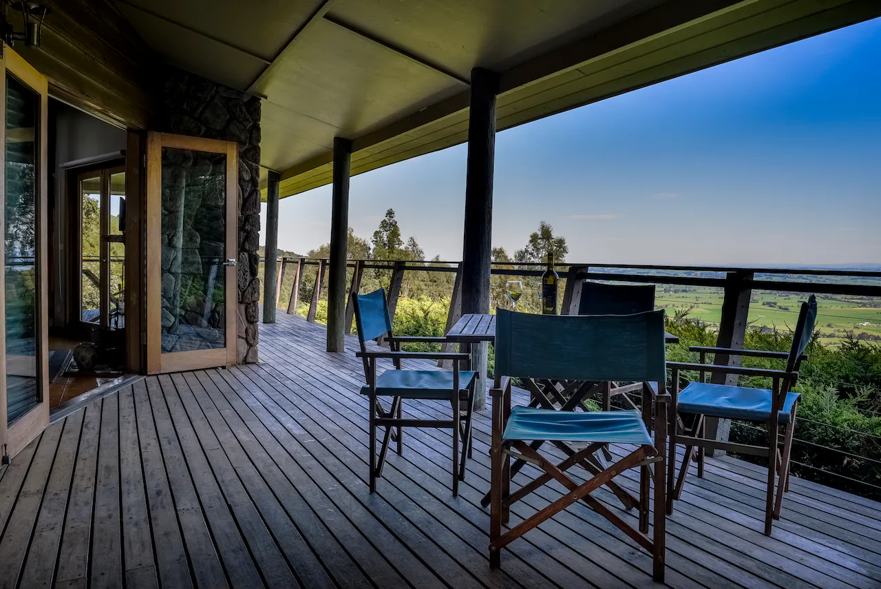 Expansive deck area of Taronga at Anderley in Gippsland
