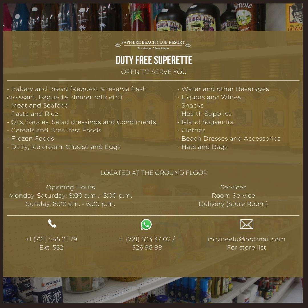 duty free superette, hotels, saint-martin, sint-maarten, shopping