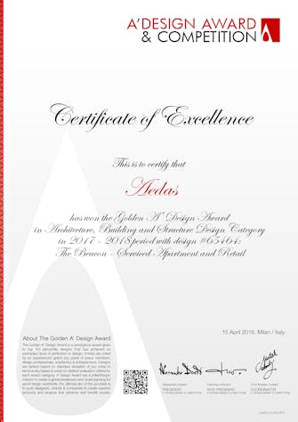 A’ Design Awards 2017-18 Golden Winner, Architecture, Building and Structure Design