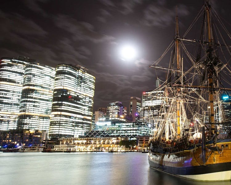 A replica of Captain Cook's ship Endeavour is one of the stars of the National Maritime Museum at Darling Harbour.