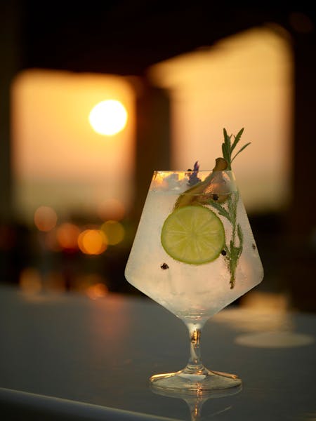 Cocktail with sunset