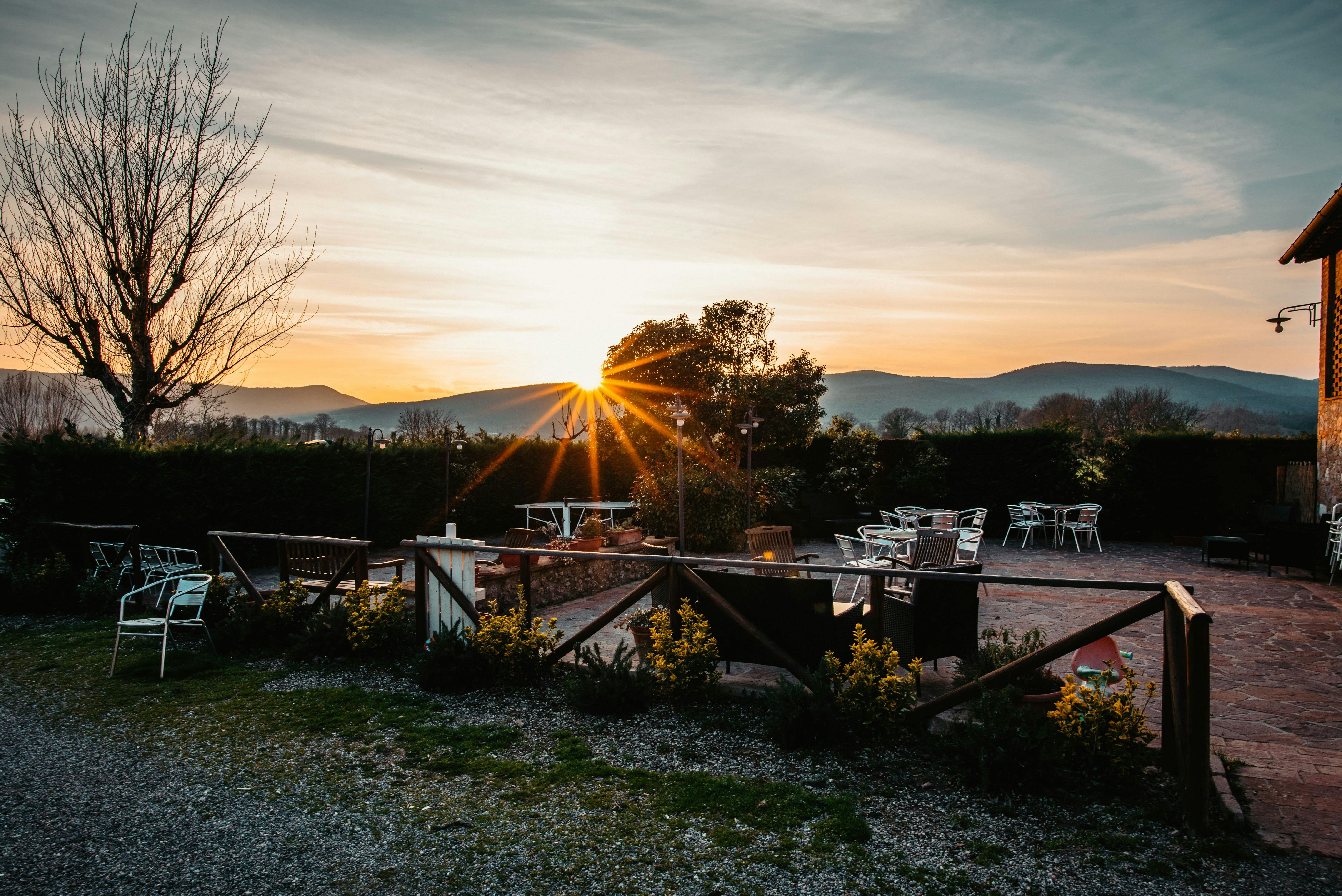 sunset view from garden