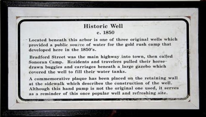 Historical account of original water well