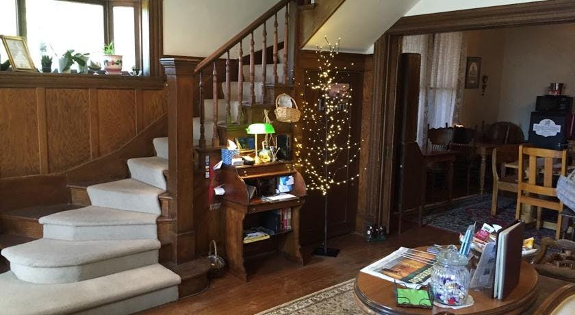 Front desk with weather station in lobby