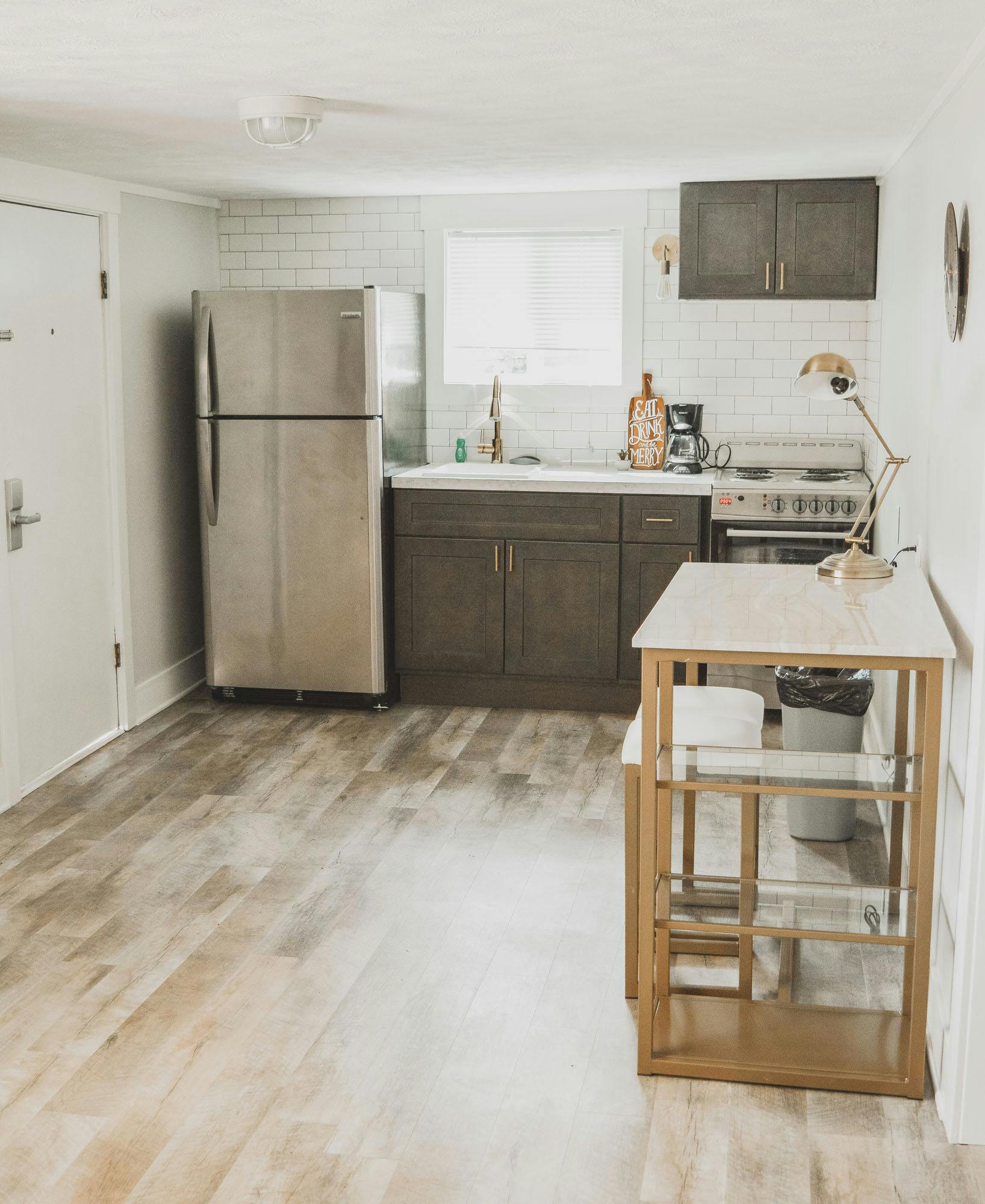 Kitchenette and dining area in luxury hotel suite