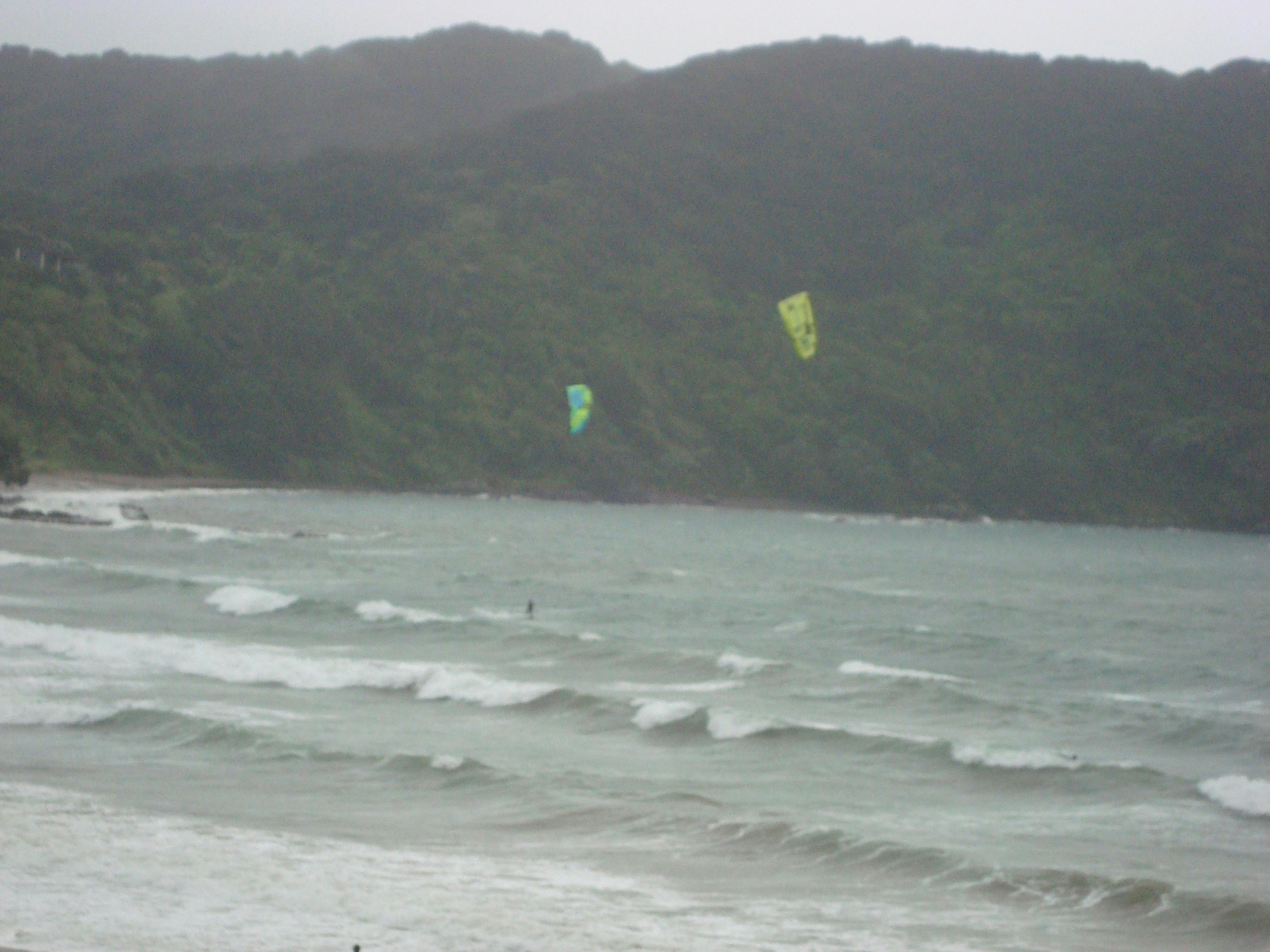 Kite surfers on a stormy day