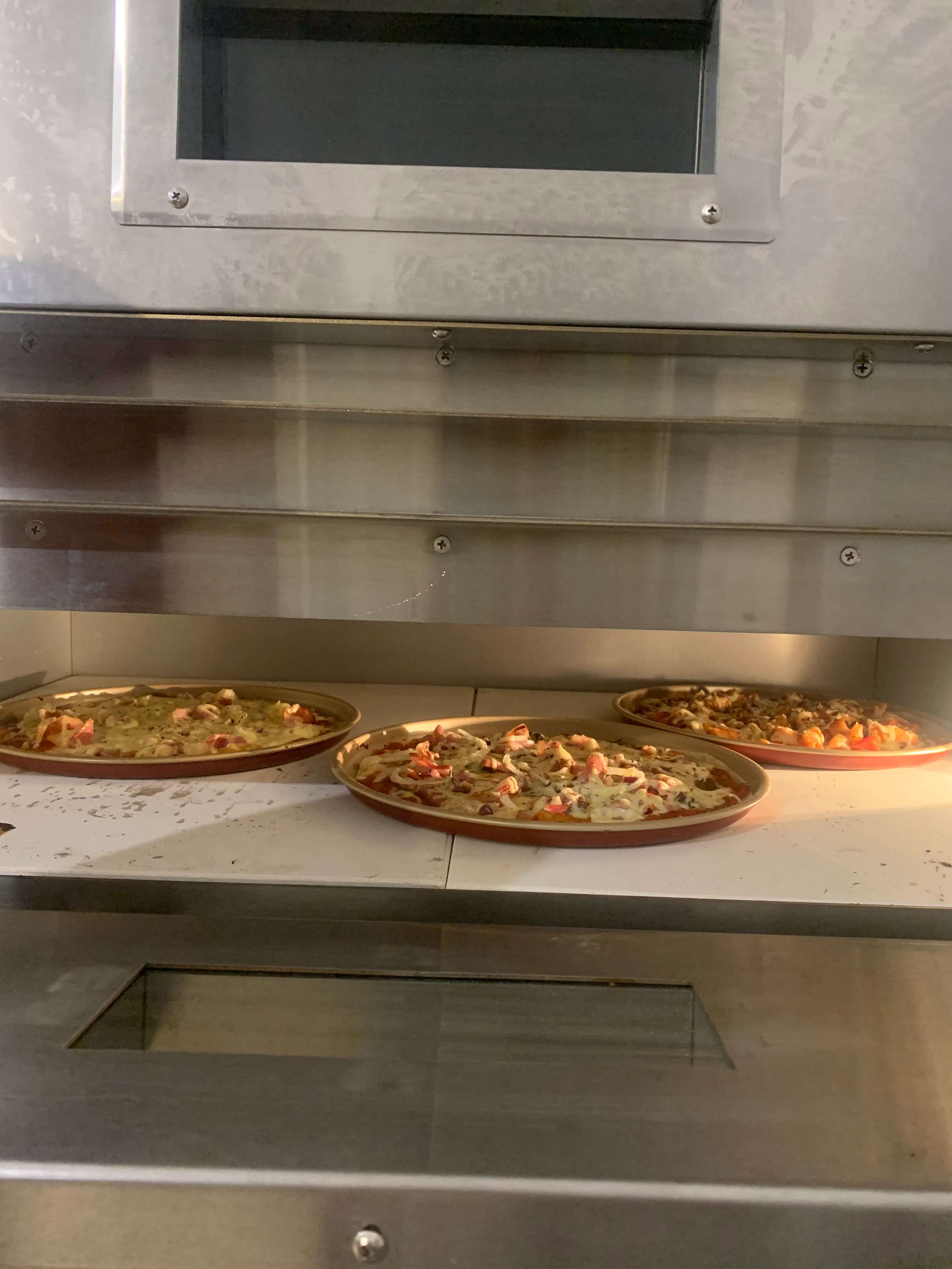 Freshly made pizzas