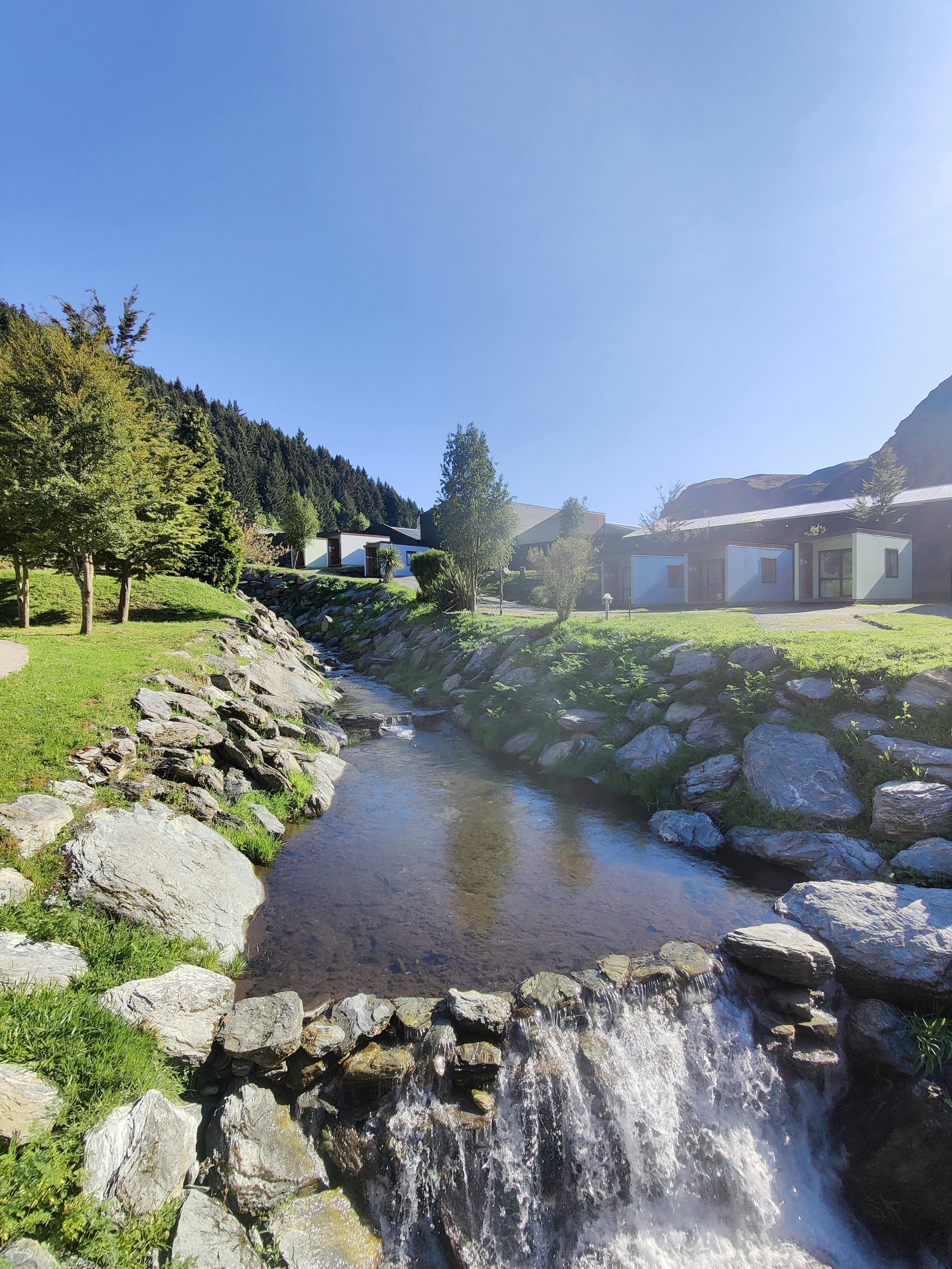 River running through our site at QBox Campground Queenstown