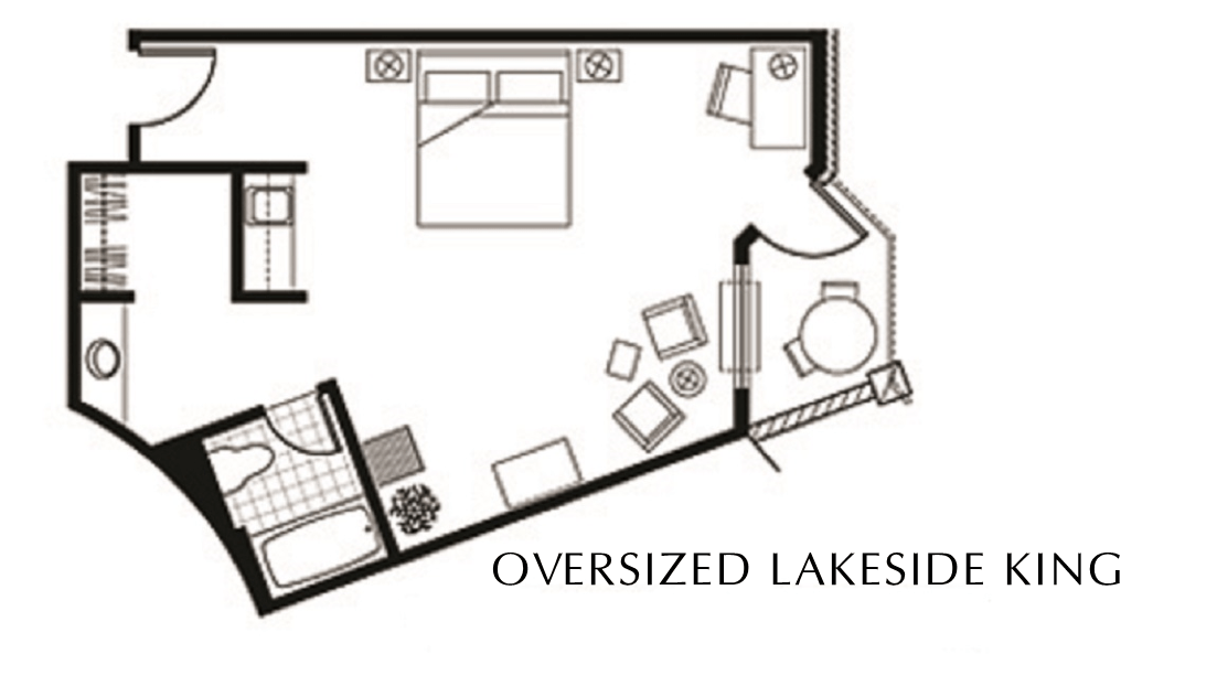 Oversized King guest room floor plan