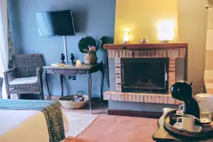 Detalle chimenea y zona tv Bali