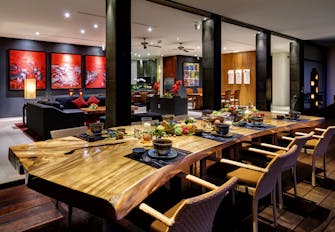 PRIVATE VILLAS OF BALI - Villa Tirta Kencana - pool side dinner, outdoor dining.