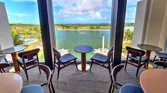 Breathtaking lake view from Medallion Lounge, LeoPalace Resort Guam