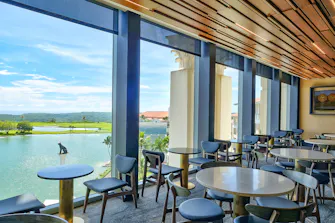 Breathtaking lake view from Medallion Lounge, LeoPalace Resort Guam