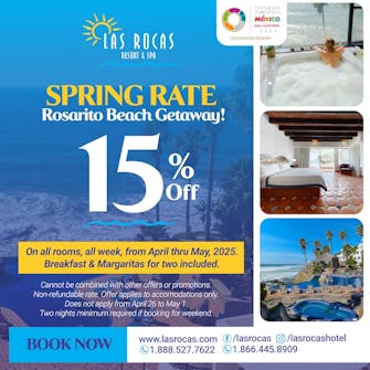 Rosarito Beach hotel Spring Break Special Offer at Las Rocas Resort & Spa