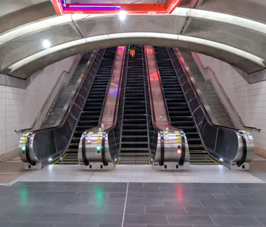 Escalators at the PATH station.