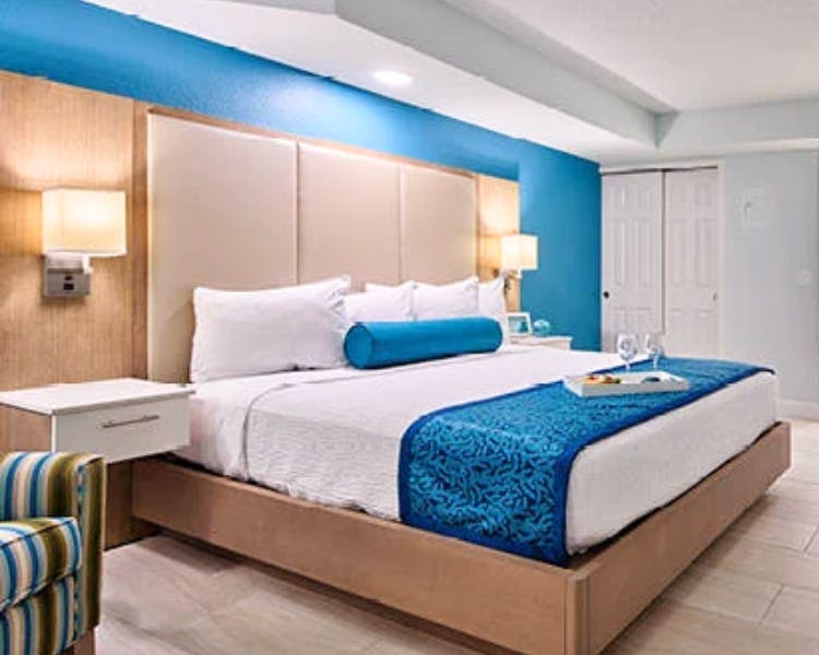 Grand Seas Resort - Daytona Beach, FL, beach resort w/ spacious accommodations, living area, kitchen, & oceanfront views.