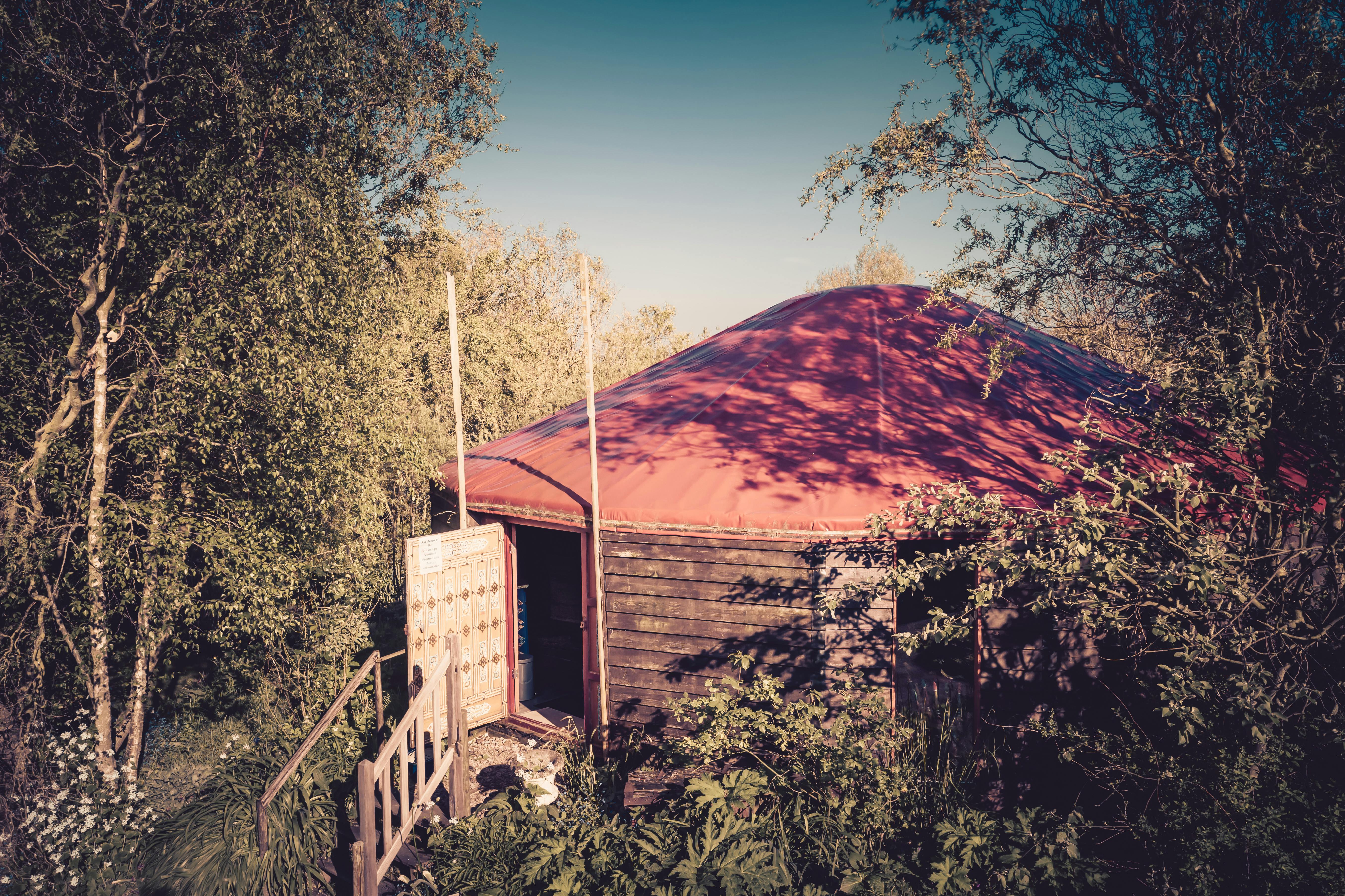 Vue aérienne de la magic yourte vue de l'entrée