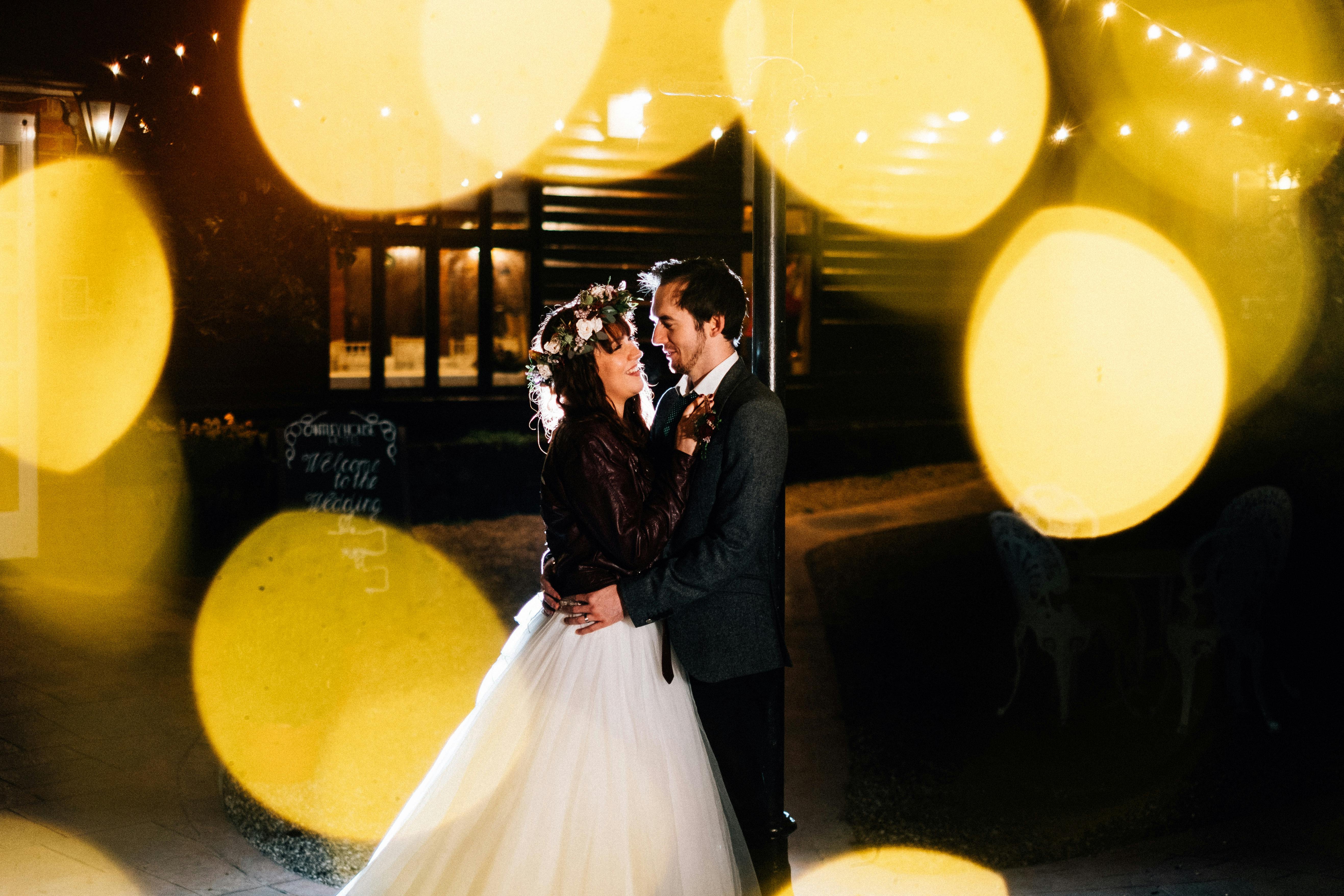 Night time wedding photography. Cantley House in Berkshire