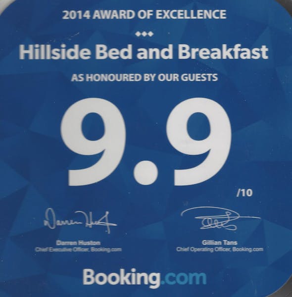 Hillside Bed & Breakfast Huonville Tasmania 9.9/10 1st year of operation