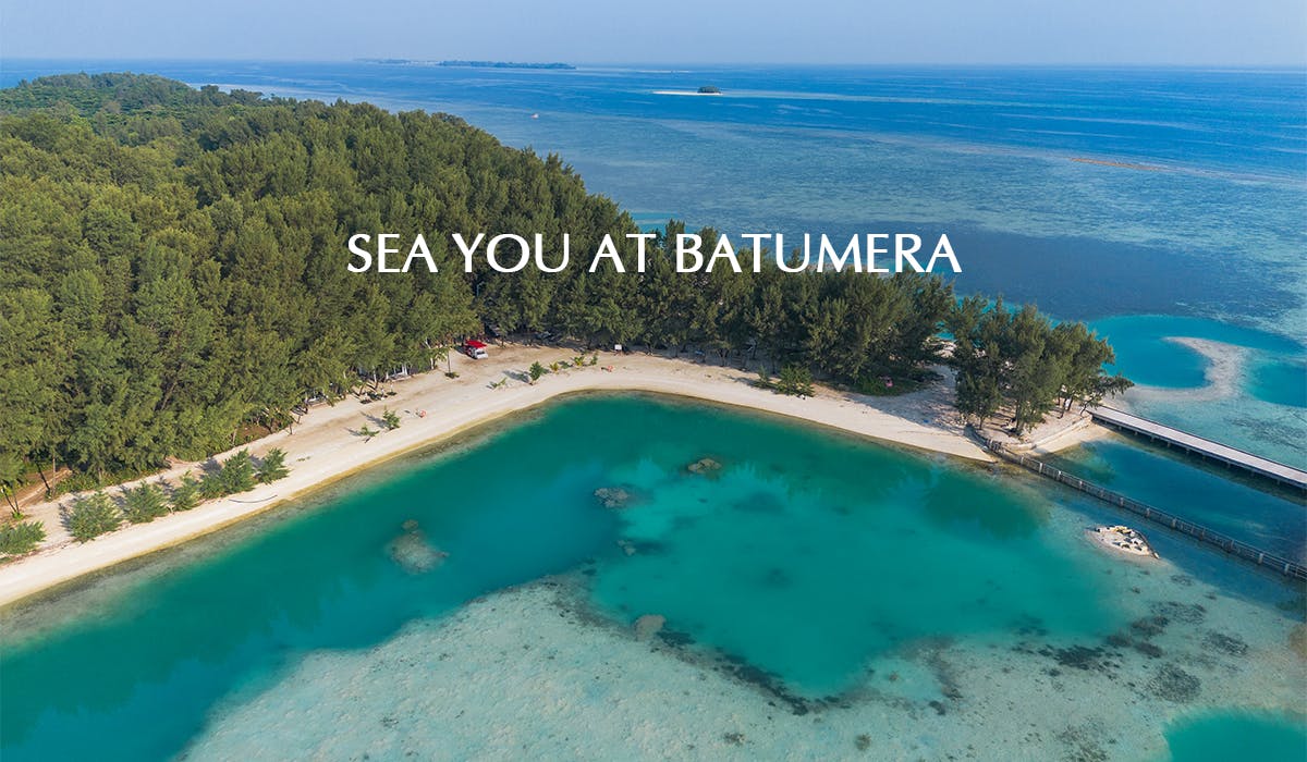 Arial shot of Pulau Payung lagoon beach