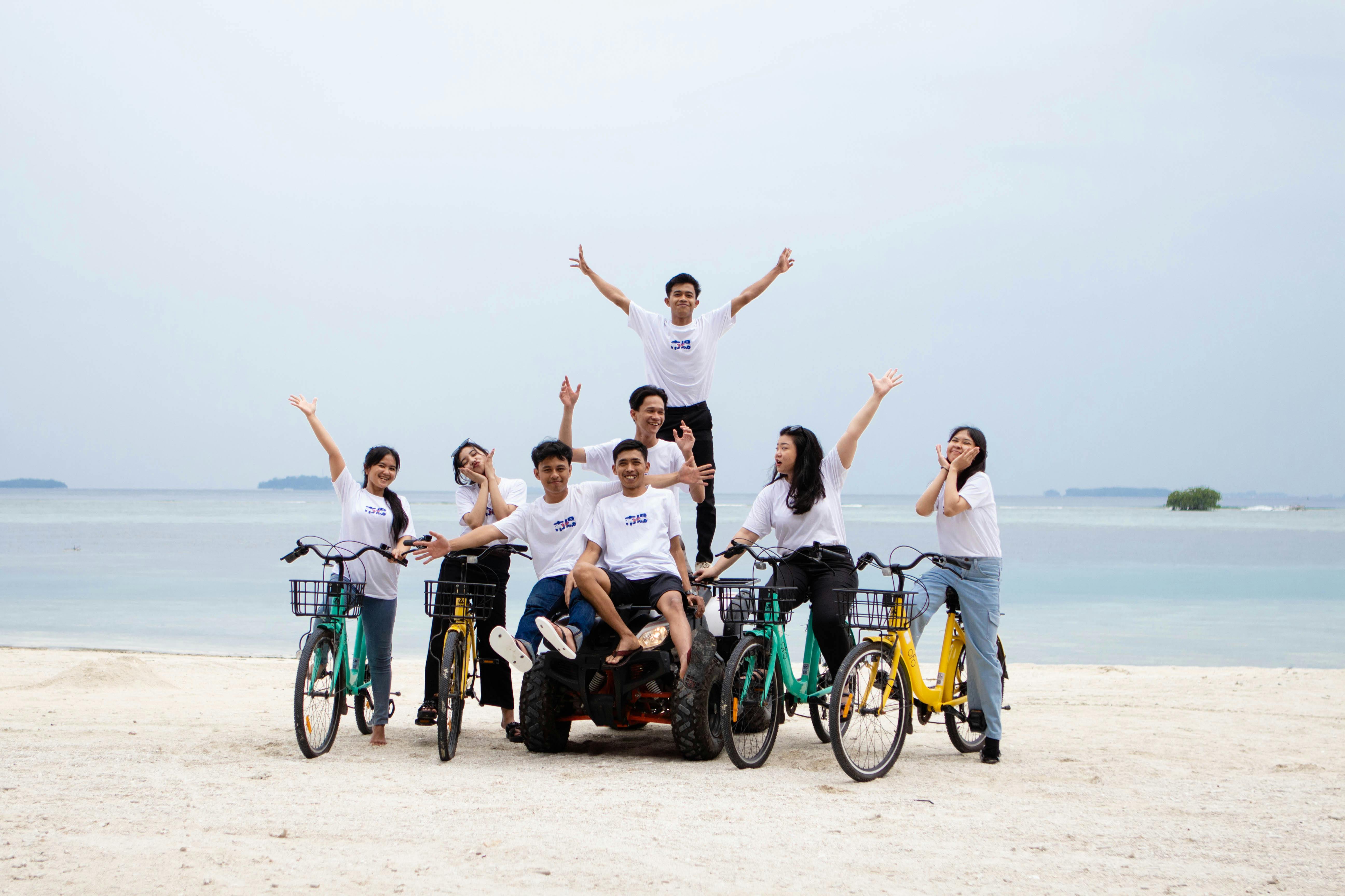 Cycling on the beach with Batumera on Pulau Payung in Thousand Islands