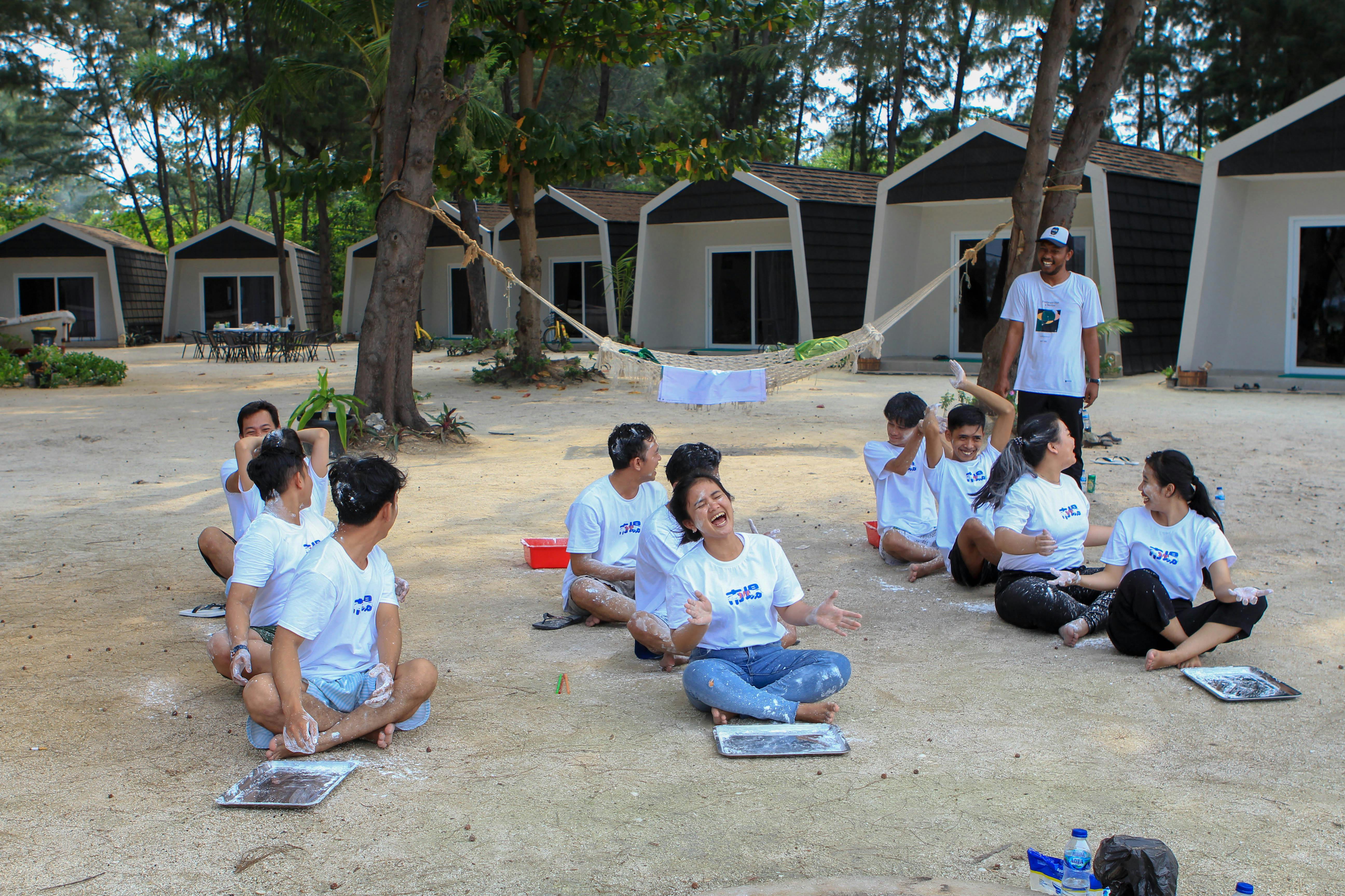 Company outing on the beach with Batumera on Pulau Payung in Thousand Islands