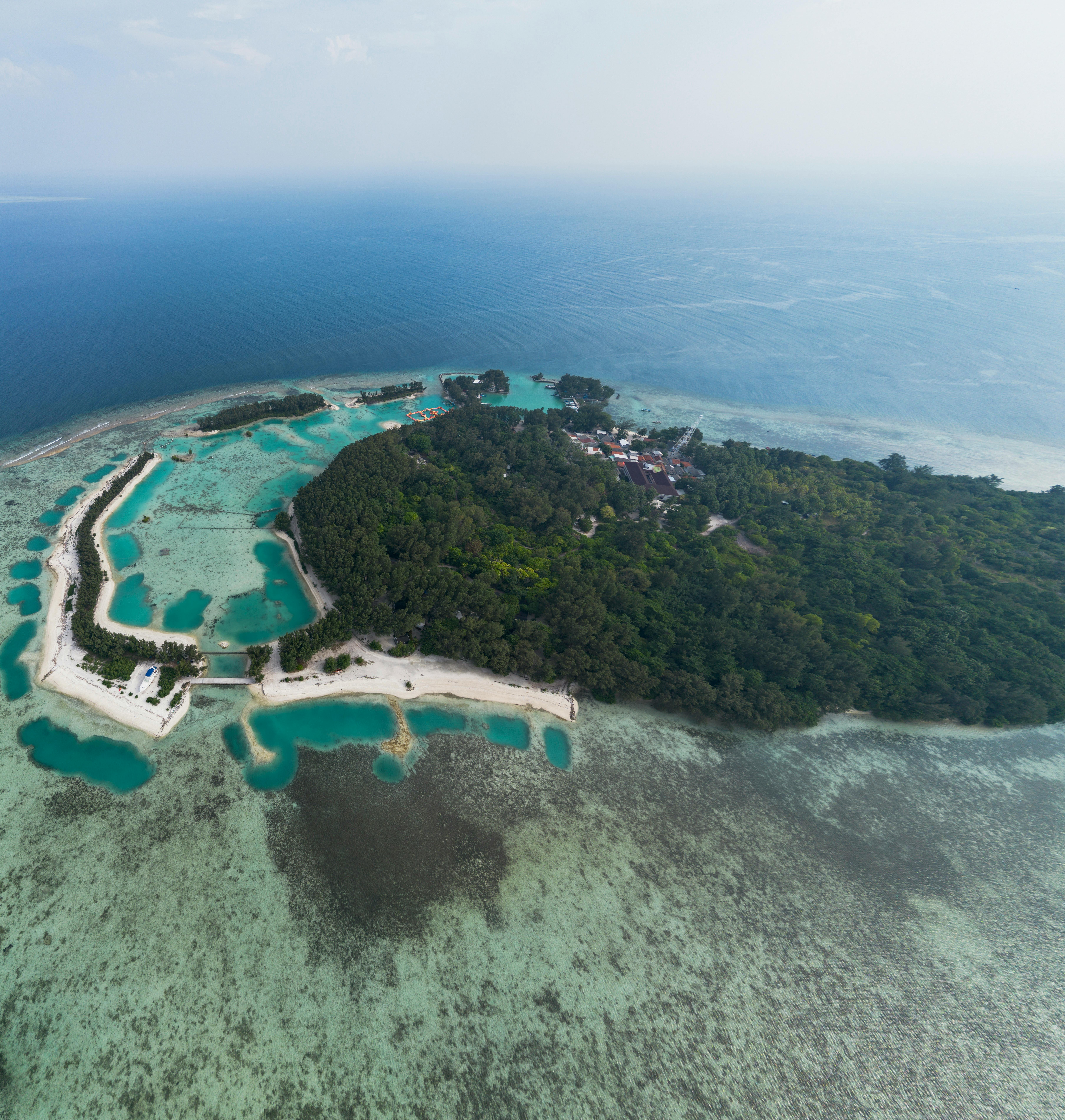 Arial drone image of Pulau Payung in Thousand Islands