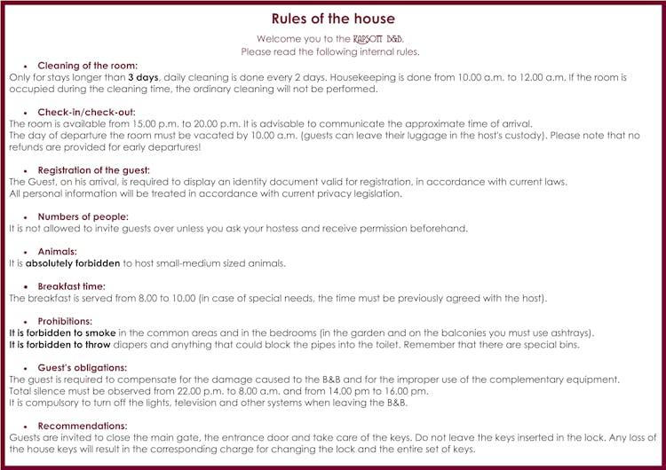 Rules of the house