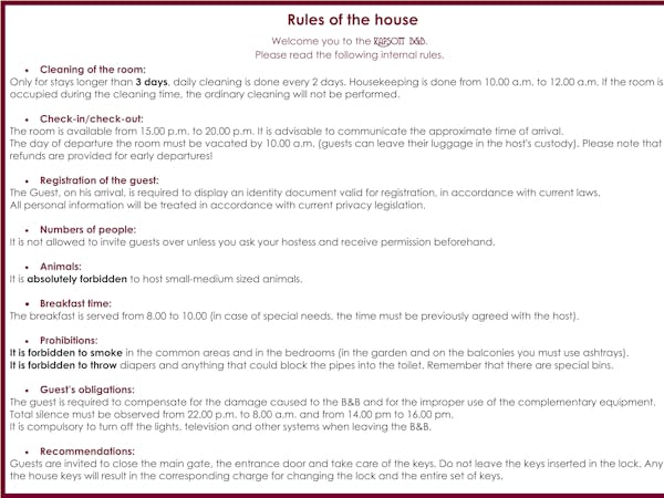 Rules of the house