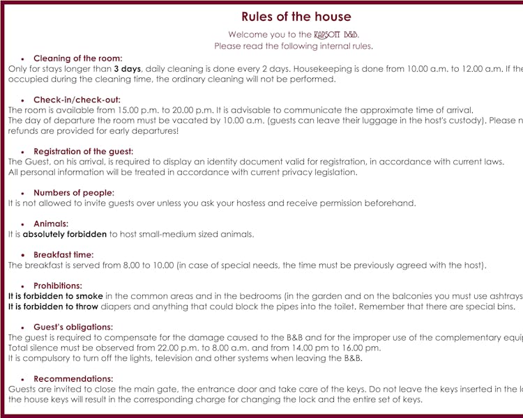 Rules of the house