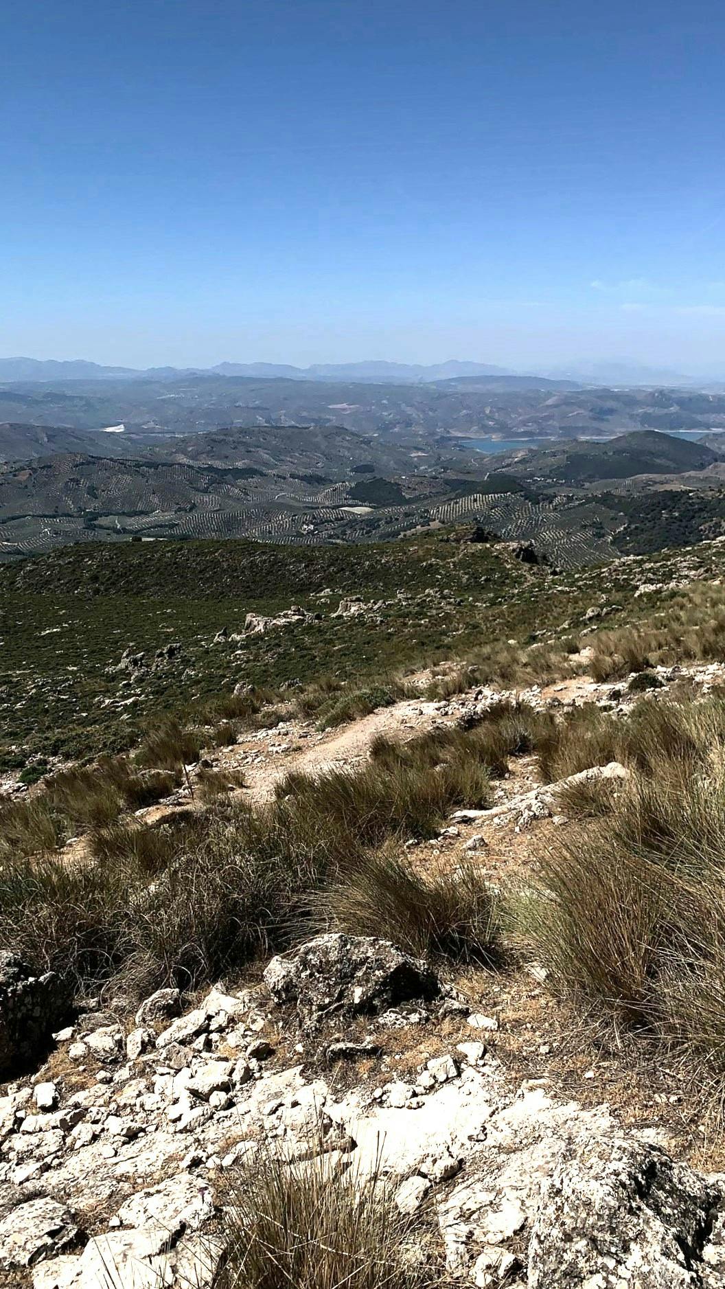 View of the Sierra Subbética landscape with hiking trails and rolling hills