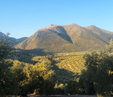 View of the Sierra Subbética landscape with hiking trails and rolling hills