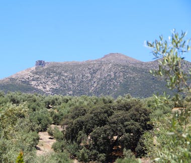 View of the Sierra Subbética landscape with hiking trails and rolling hills
